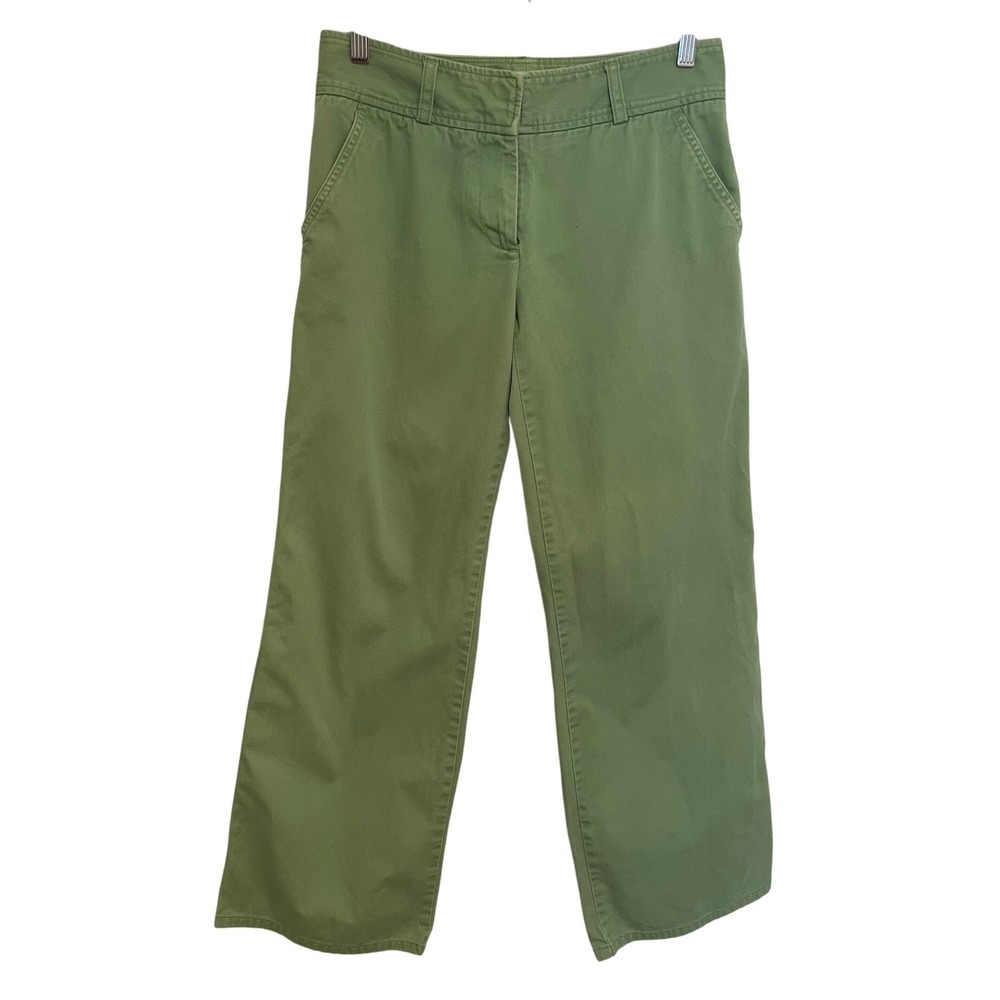 Wide Leg Chino Trousers Sage Green J. Crew Factory Favorite Fit Size 6